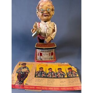 Charley Weaver Bartender Wind Up Tin Toy Elsie Krack Vintage Novelty READ DESC